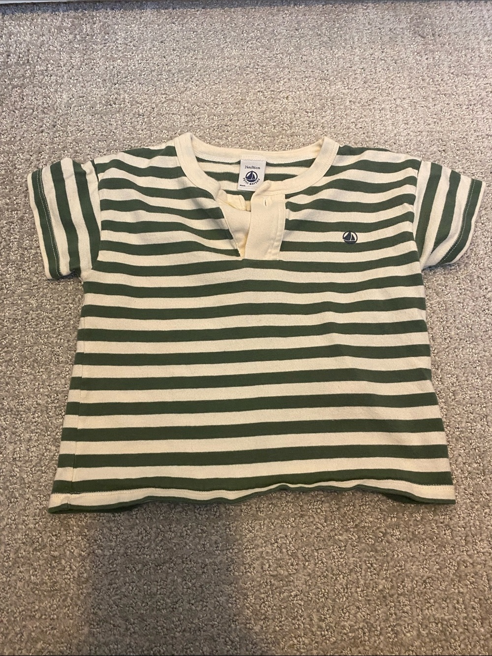 PETIT BATEAU SS Striped One Button Tee